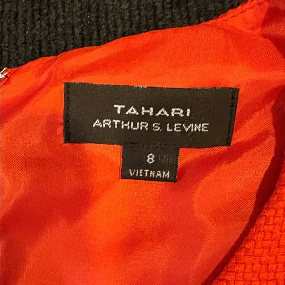 Structured Dark Orange Midi Sheath Dress with Gold Button Waist Detail-Size 8 - Picture 9 of 15